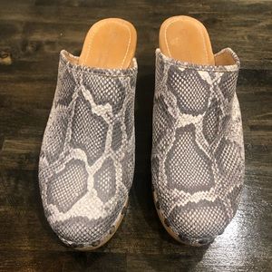 Grey Snakeskin Mule Clog Size 9.5